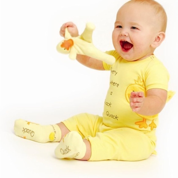 Mud Pie Other - Mud Pie Yellow Baby Top with Duckling Theme